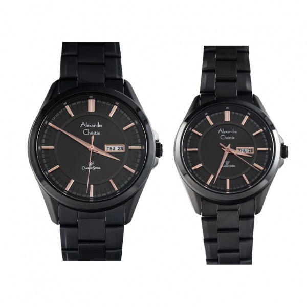 Alexandre Christie AC 8675 Black Rosegold Couple